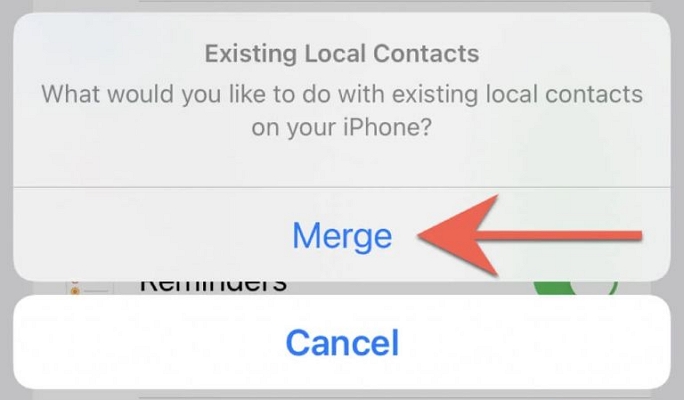tap Merge | Recover Contacts from iCloud to iPhone