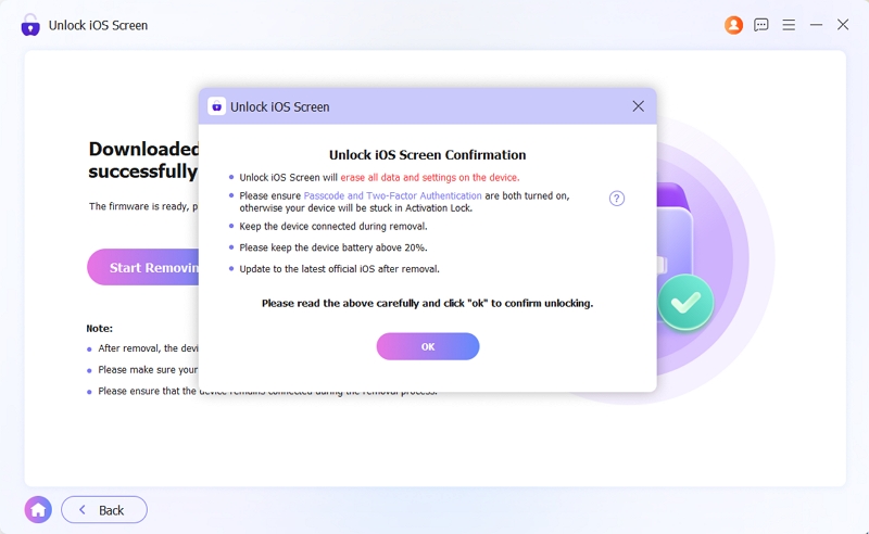 click OK || Turn off Stolen Device Protection Without Face ID