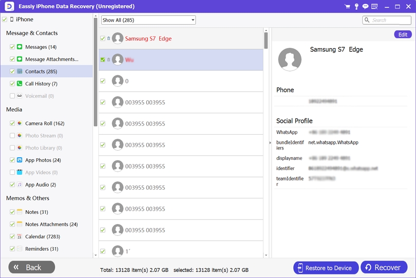 choose Restore to Device | Recover Contacts from iCloud to iPhone