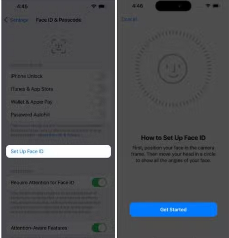 set up new Face ID | Your Passcode Required to Enable Face ID