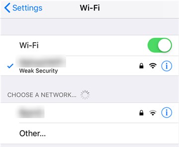 WiFiの横にあるiアイコンをタップ | パスワードなしでiPhoneを探すを無効にする