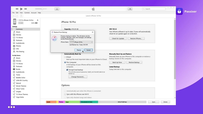 hit Restore | Unlock iPhone Without Passcode