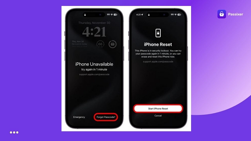 tap Start iPhone Reset | Unlock iPhone