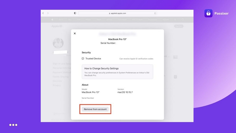 click Remove from Account | Sign Out of Apple ID