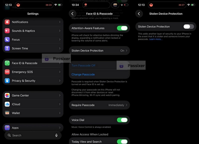 normal Face ID | Stolen Device Protection Won't Turn Off