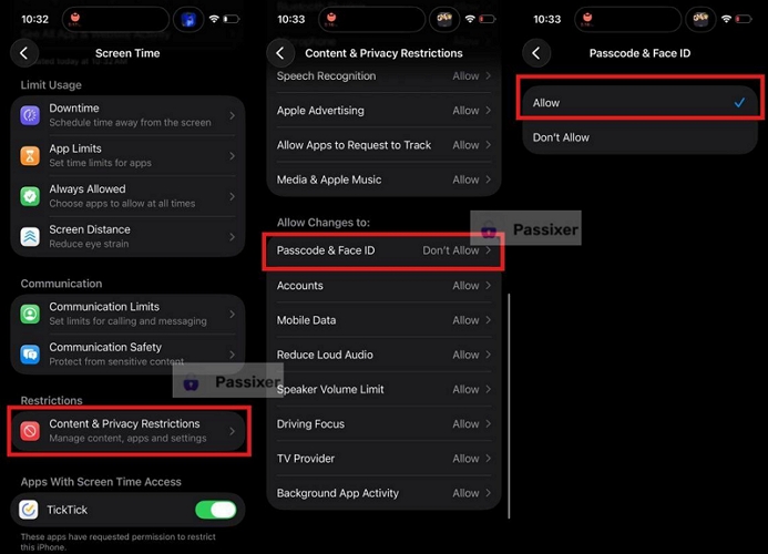 allow Passcode and Face ID changes | Stolen Device Protection Won't Turn Off