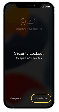 tap Erase iPhone | Find iPhone Passcode