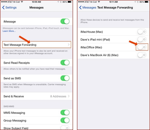 use message forwarding | retrieve deleted text messages iphone