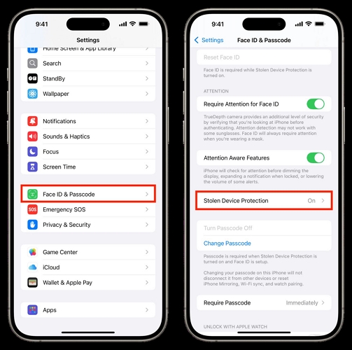 tap Stolen Device Protection | Turn off Stolen Device Protection Without Face ID