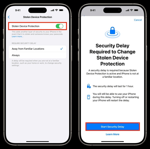 Security Delay Required | Turn off Stolen Device Protection Without Face ID