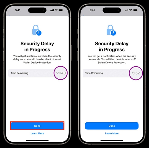 1-hour countdown | Turn off Stolen Device Protection Without Face ID