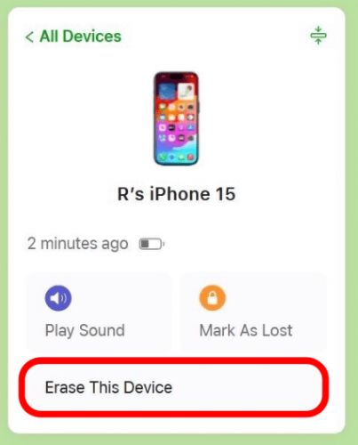 click Erase This Device | Unlock iPhone with Broken Screen