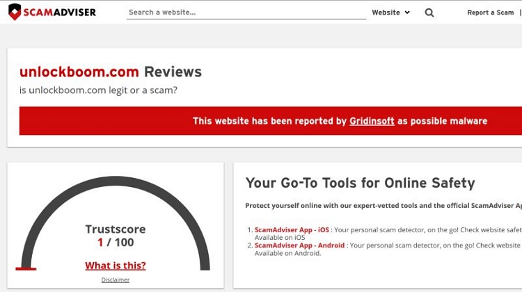 ScamAdvisor score | UnlockBoom