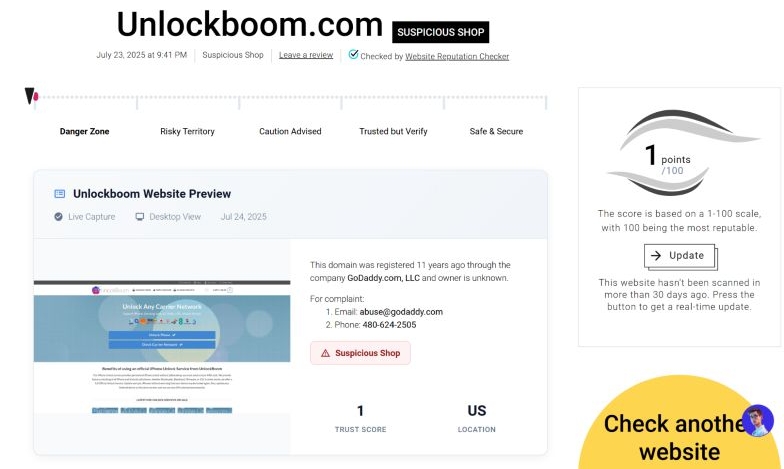 Gridinsoft score | UnlockBoom