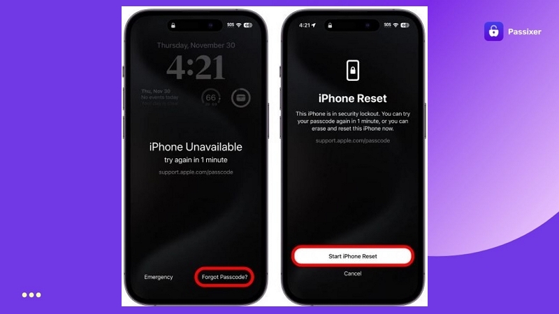choose Start iPhone Reset | Unlock iPhone Without Passcode