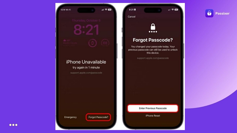 select Enter Previous Passcode | Unlock iPhone Without Passcode