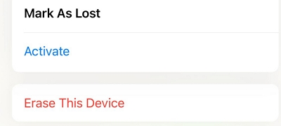 tap Erase this device | Unlock iPhone With Broken Screen