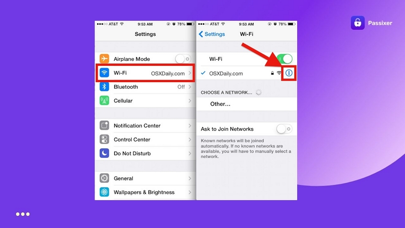 tap the current network | forgot iPad password