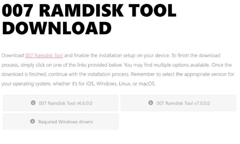 onejailbreak site | 007 Ramdisk