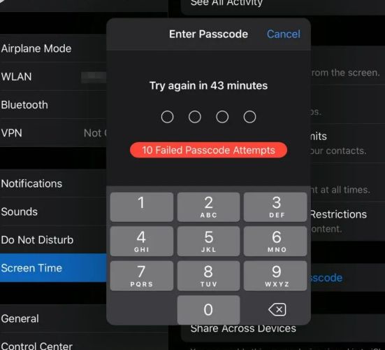 lock-out time | What Happens After 10 Failed Screen Time Passcode Attempts​
