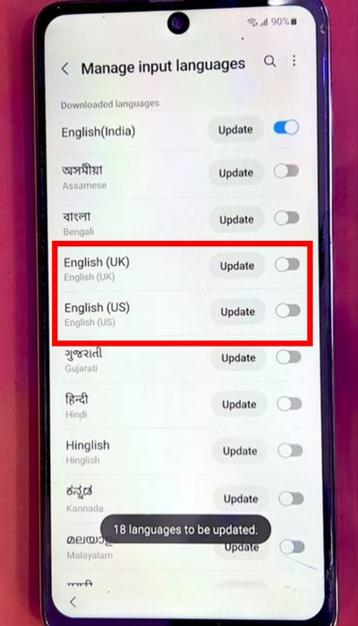 Activate both English (UK) and English (US) | Samsung frp bypass for free step 4