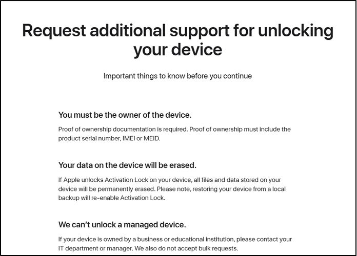 オンラインアクティベーションロック解除リクエスト | 所有者にロックされたiPhoneをバイパス