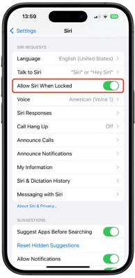 enable Allow Access When Locked | Unlock iPhone with Siri