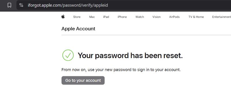 short confirmation | appleid.apple.com Reset Password