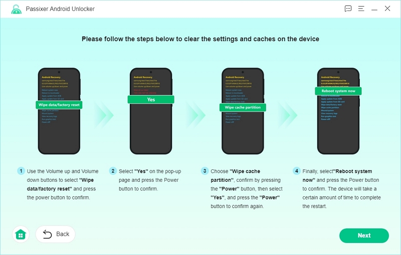 clear phone settings | Passixer Android Unlocker User Guide