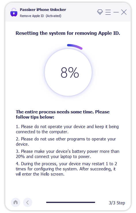 remove apple ID with Passixer step 3