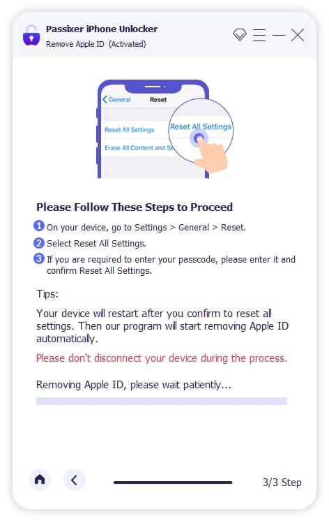 Disable Find My iPhone without Password with Passixer Step 4