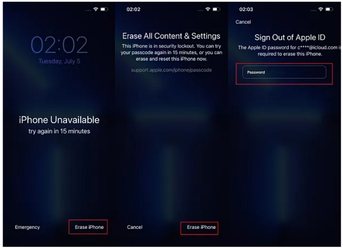 tap Erase iPhone | iPhone Correct Passcode Not Working