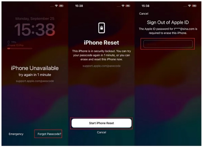 tap Start iPhone Reset | iPhone Correct Passcode Not Working