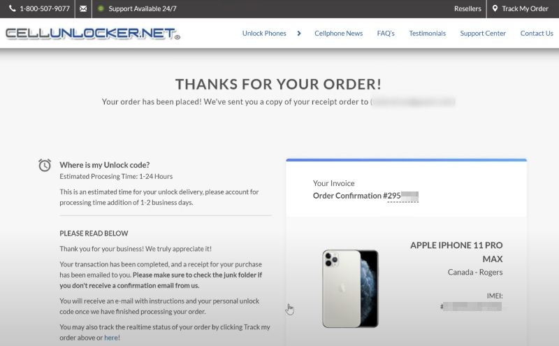 confirmation email | CellUnlocker Net Review