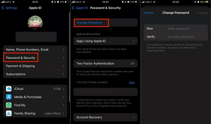 Change Password | Fix Error Connecting to Apple ID Server