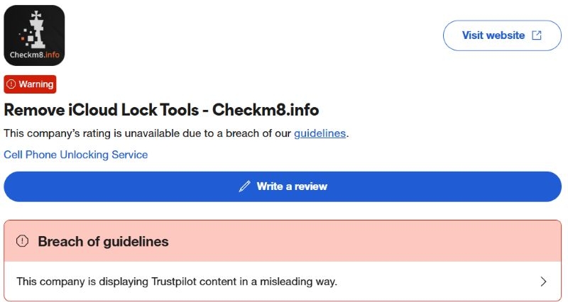 Trustpilot warning | Checkm8