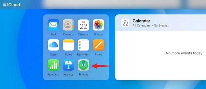 select Find My in iCloud screen | Fix iPad is Disabled Connect to iTunes