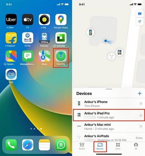 「探す」アプリでiPadを選択 | コンピューターなしでiPadのパスコードをバイパス