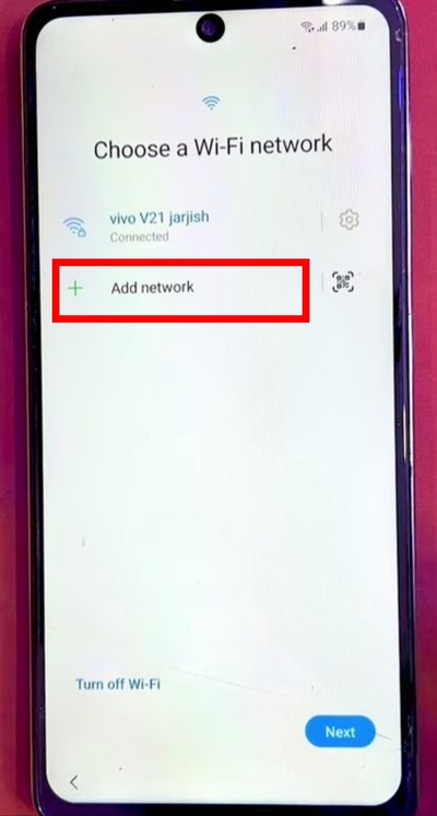 Add Network | remove frp from samsung for free step 6