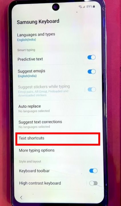 Text Shortcuts | remove frp from samsung for free step 6