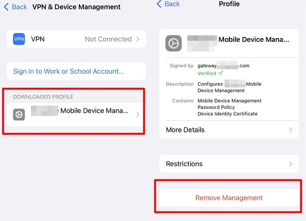 hit Remove Management | Bypass Remote Management on iPhone