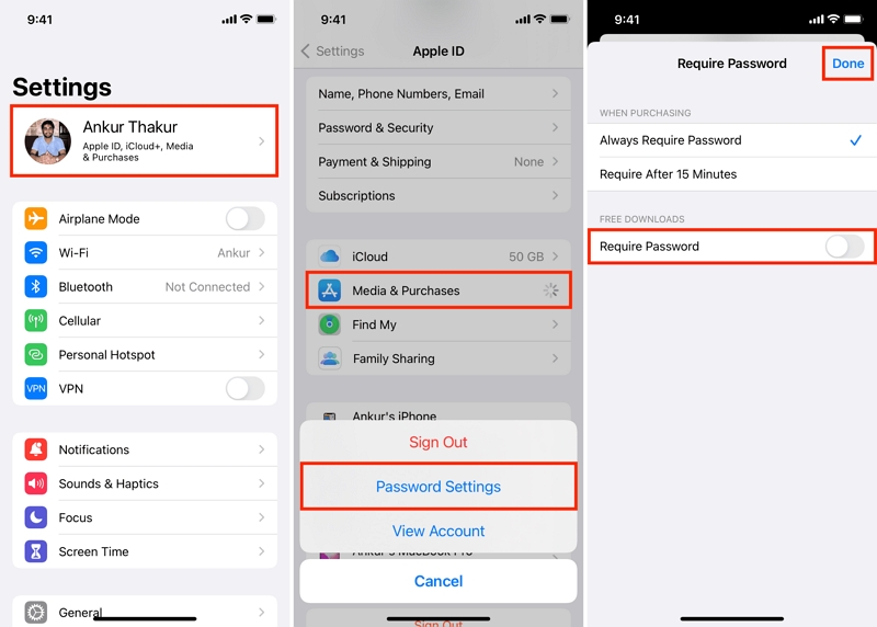 Password Settings | Download Apps Without Apple ID
