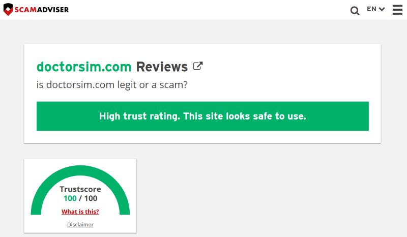 ScamAdvisor | doctorSIM Review