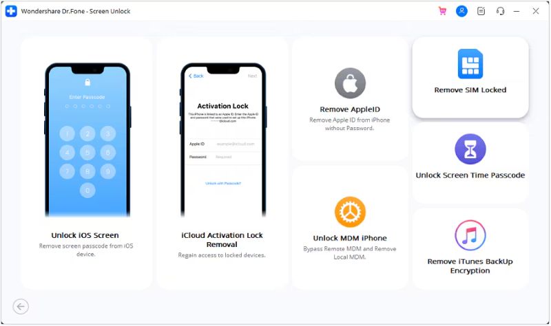 choose Remove SIM Lock | Dr.Fone SIM Unlock Service