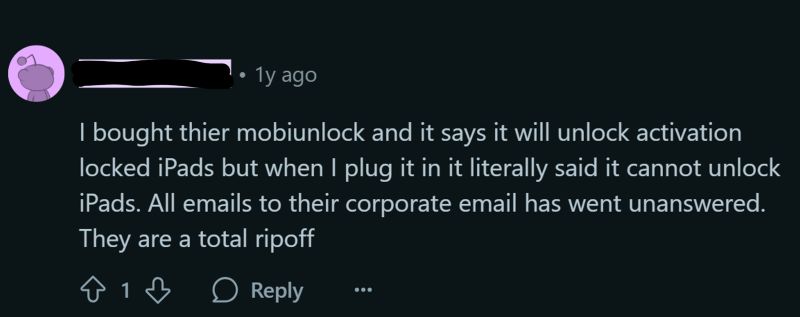 Reddit bad review | EaseUS MobiUnlock Review
