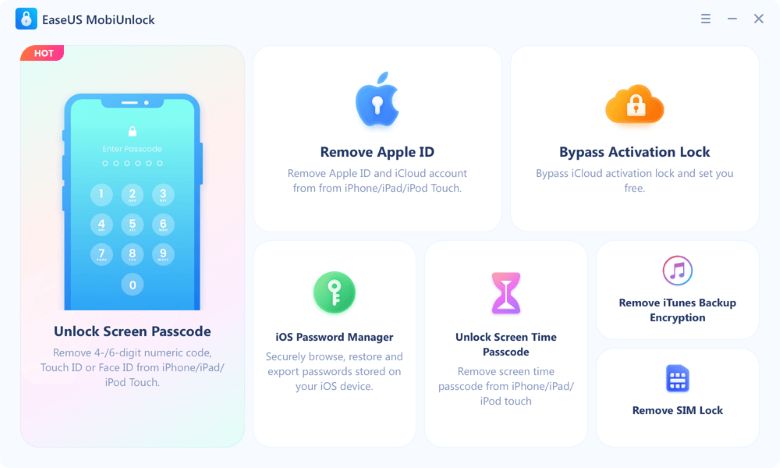 choose Unlock Screen Passcode | EaseUS MobiUnlock Review