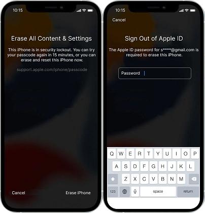 Apple IDを入力してiPhoneを消去する | iPhoneのPINをバイパスする