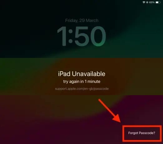 tap Forgot Passcode | Turn off Time Limit