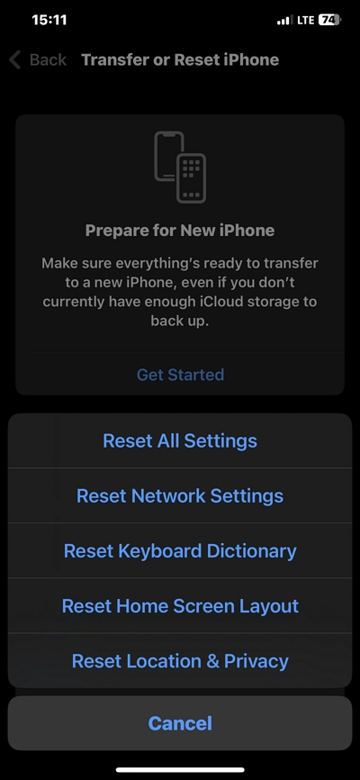 Reset Network Settings | Fix Apple ID Verification Failed
