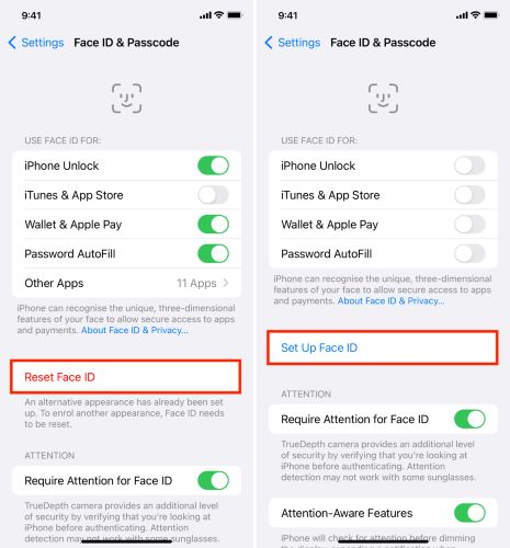 tap Set Up Face ID | Face ID Not Available Try Setting Up Later